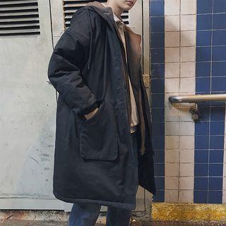 Mock Two-piece Hooded Padded Zip Coat