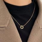 Smiley Pendant Stainless Steel Necklace E168 - Gold - One Size