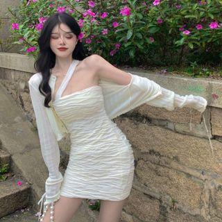 Set : Cardigan Jacket + Sleeveless Dress