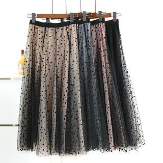Dotted Mesh Overlay Skirt