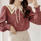 Floral Print Doll-collar Blouse