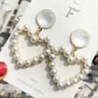 Faux Pearl Heart Dangle Earring White - One Size
