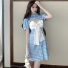 Ribbon-front Cutout Mini Dress