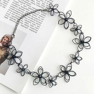 Wirework Flower Choker Bow - Black - One Size