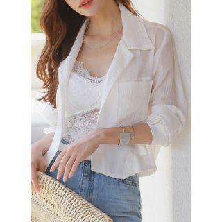 Sheer Cropped Shirt Jacket