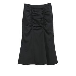 Plain Shirred Midi Skirt