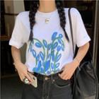 Elbow-sleeve Painting T-shirt