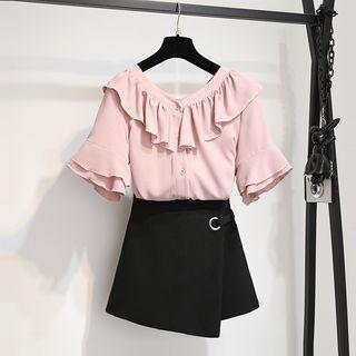 Set: Short-sleeve Blouse + Mini Skort