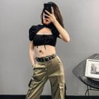 Cutout Chiffon Crop Top