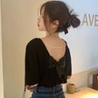 Faux Pearl Bow-back T-shirt