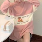 Two Tone Loose-fit Printed Zip-up Sweatshirt
