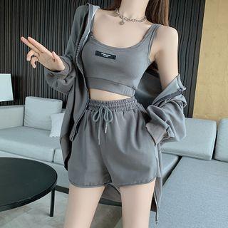 Cropped Tank Top / Shorts / Zip Hoodie / Set