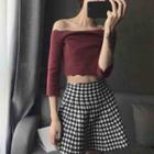 Off Shoulder 3/4-sleeve T-shirt