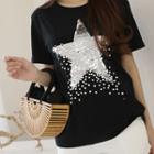 Star-sequined Cotton T-shirt