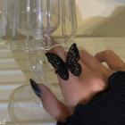 Butterfly Alloy Open Ring 1 Pc - Butterfly Alloy Open Ring - Black - One Size