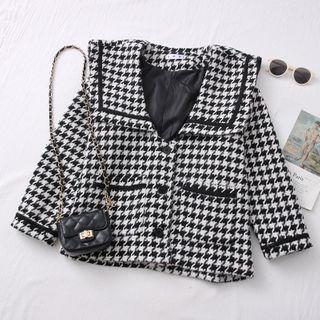 Houndstooth Loose-fit Jacket Black - One Size