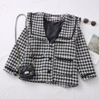 Houndstooth Loose-fit Jacket Black - One Size