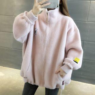 Stand Collar Zip-up Knit Jacket