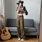 High Waist Wide Leg Pants / Short-sleeve Print Cropped T-shirt