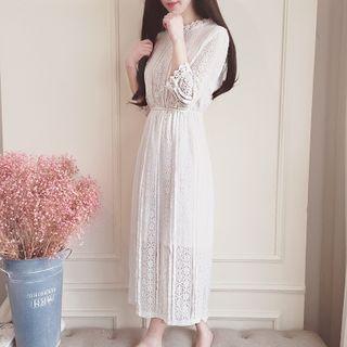 3/4-sleeve Maxi Lace Dress