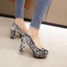 Snake Print Platform High Heel Pumps