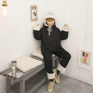 Set: Fleece-lined Hooded Top + Pants