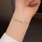 Flower Faux Cat Eye Stone Alloy Bracelet Gold - One Size