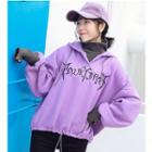 Mock Two-piece Turtleneck Letter Embroidered Hoodie