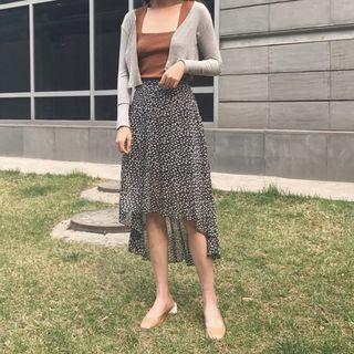 Dip-back Flared Chiffon Skirt