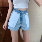 High-waist Inside-out Denim Shorts