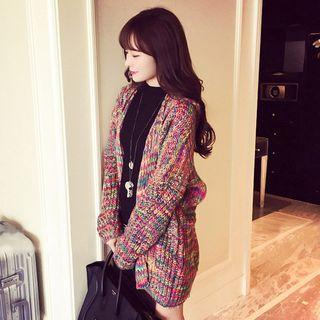 Hooded Chunky Melange Long Sweater