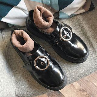 Buckled Faux Patent Leather Loafers