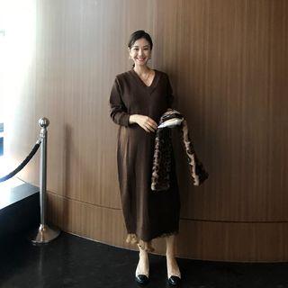 Loose-fit Wool Blend Long Knit Dress