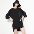 Ring Detail 3/4-sleeve T-shirt Dress Black - One Size