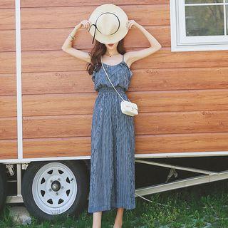 Frill Trim Spaghetti Strap Wide Leg Jumpsuit
