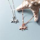 Starfish Rhinestone Pendant Sterling Silver Necklace