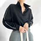 Long-sleeve Half-zip Cropped Sweatshirt