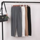 Cropped Elastic Waist Harem Pants