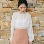 Lace Puff-sleeve Long-sleeve Shirt
