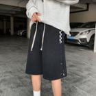 Checkered Trim Wide Leg Shorts