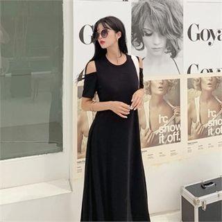 Cutout-shoulder Long Flare Dress