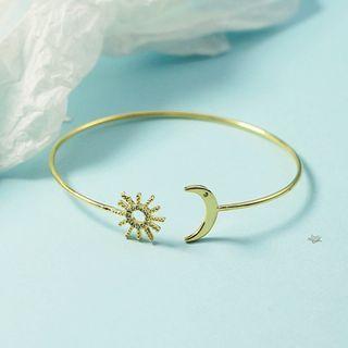 Sun & Moon Alloy Open Bangle Gold - One Size