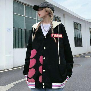 Lettering Heart Hooded Jacket