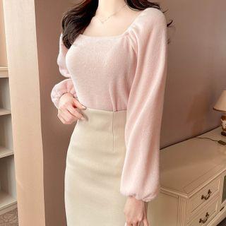 Bishop-sleeve Fleece Blouse