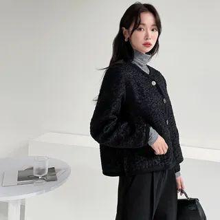 Pipe-trim Textured Cardigan