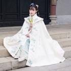 Floral Embroidered Cape White - One Size