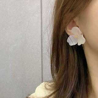 Flower Earring 1 Pair - S925 Silver Needle - Earring - Flower - Milky White - One Size
