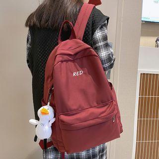 Set: Letter Embroidered Backpack + Bag Charm