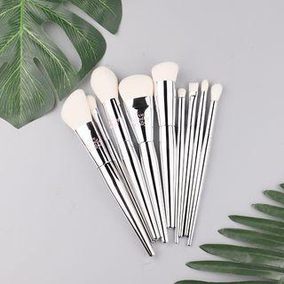 Set Of 9: Makeup Brush Silver - One Size