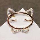 Cat Rhinestone Alloy Brooch Ly724 - Gold - One Size